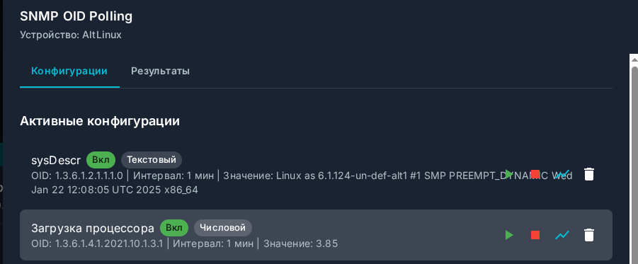 SNMP OID конфигурация